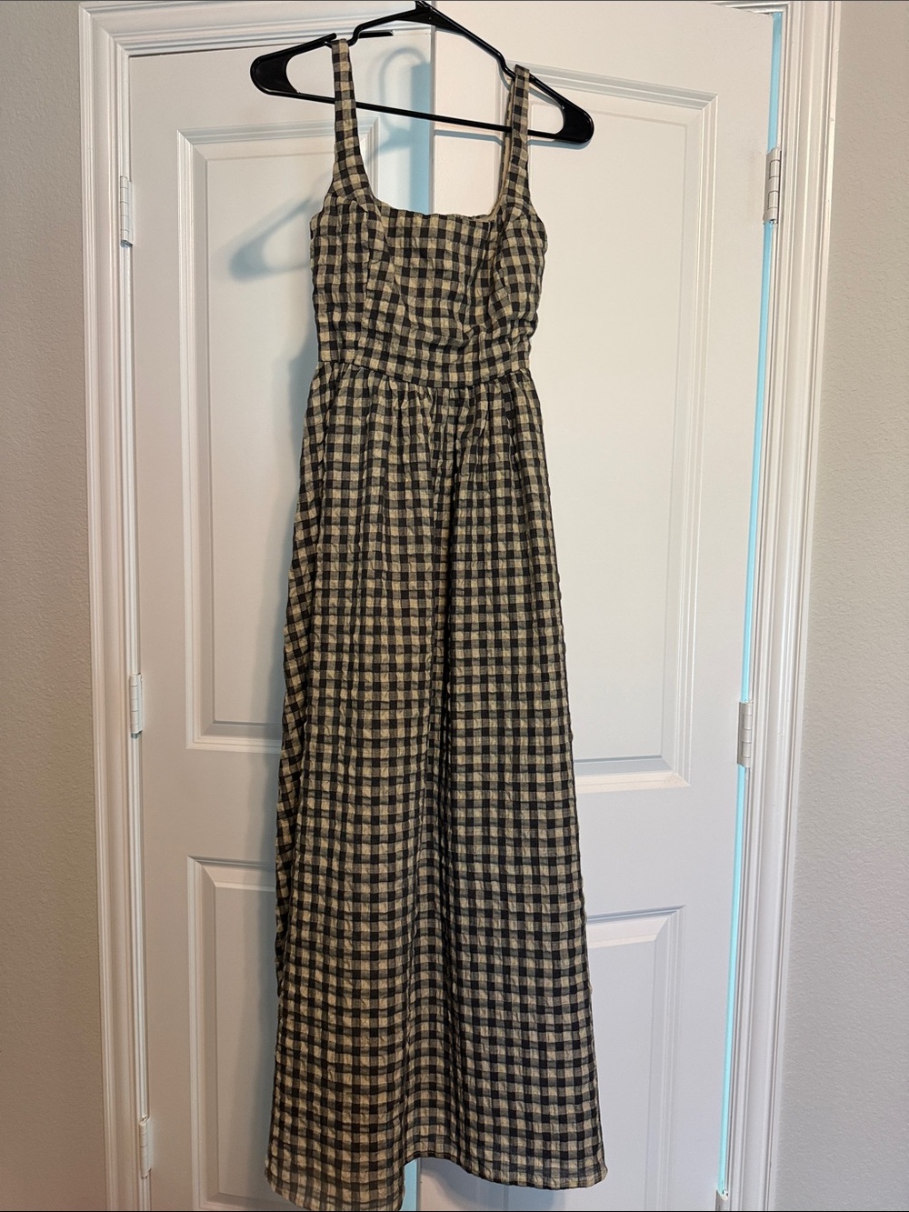 Princess Polly Black and Cream Checked Maxi Dress